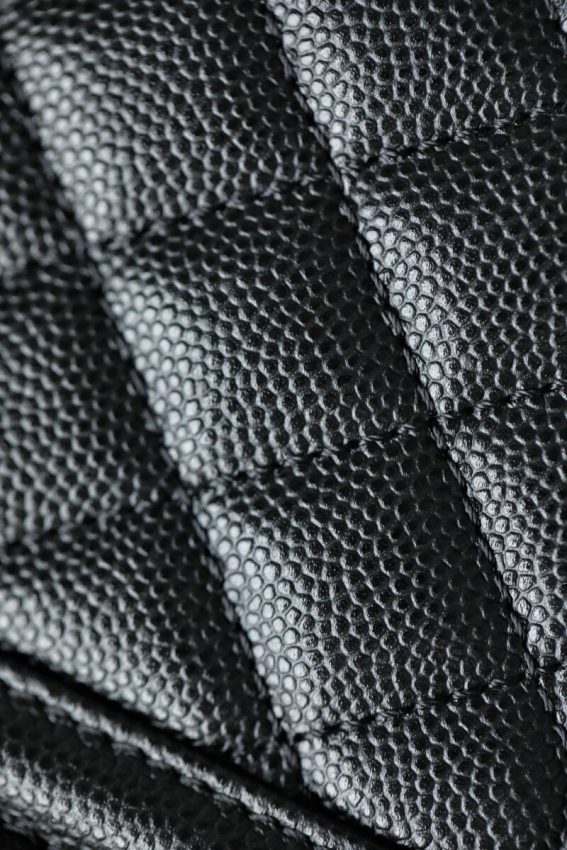 Detail of the Chanel Le Boy hardware and leather