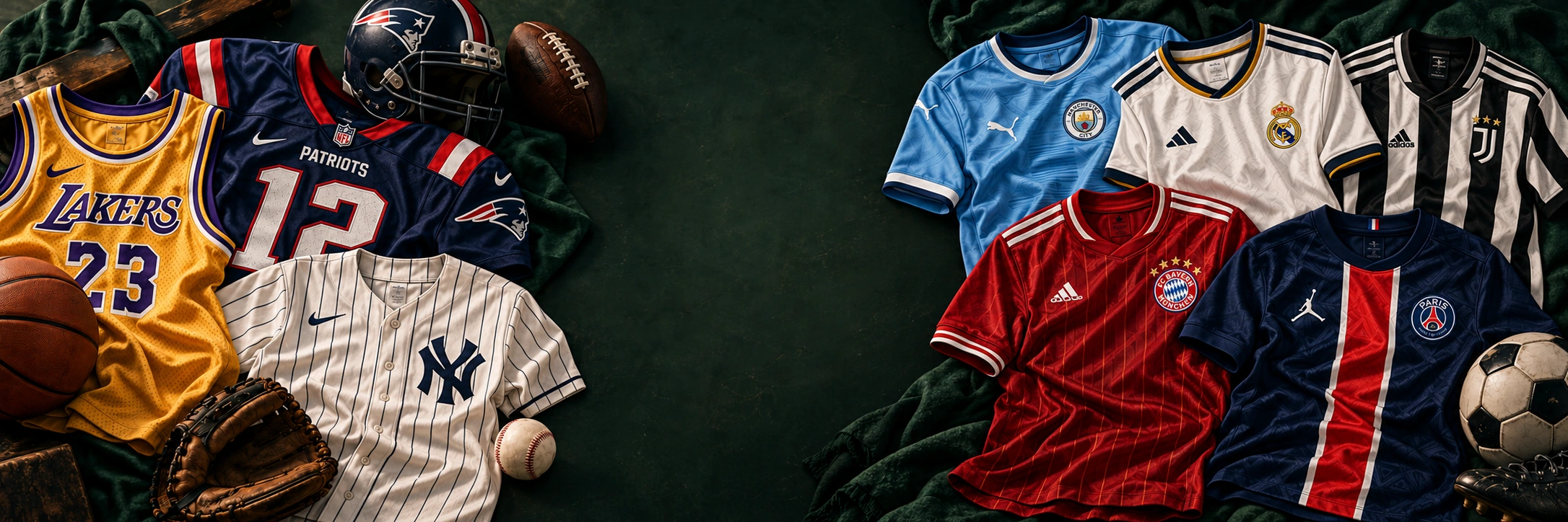 Ilustración de camisetas deportivas con distintivos de Nike, adidas, Puma y Jordan